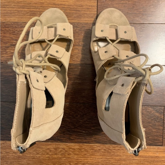 Dolce Vita Lorena Suede Lace Up Wedge Sandals Tan Size 7.5 - Picture 4 of 7